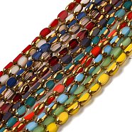 Electroplate Opaque Color Glass Beads Strands, Faceted, Oval, Mixed Color, 7x4.5x3.5mm, Hole: 1mm, about 50pcs/strand, 12.99''(33cm)(EGLA-Q127-A01-02)