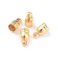 Brass Cord End Cap for Jewelry Making, Long-Lasting Plated, Column, Real 24K Gold Plated, 9x5mm, Hole: 1.6mm, Inner Diameter: 4mm(KK-O139-14A-G)