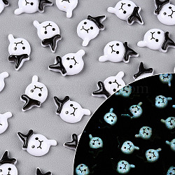 Helloween Theme Luminous Resin Decoden Cabochons, Glow in the Dark, Ghost, 13x7.5x2.5mm(CRES-T026-01E)