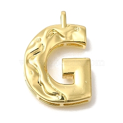 Rack Plating Brass Pendants, Glass Charms, Long-Lasting Plated, Cadmium Free & Lead Free, Real 18K Gold Plated, Letter G, 26x18x4.8mm, Hole: 2.5x2.8mm(KK-I721-02G-G)