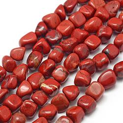 Natural Brecciated Jasper Beads Strands, Nuggets, 7~9x7~9x3~8mm, Hole: 1mm, about 42~47pcs/strand, 15.7 inch(40cm)(G-F464-01)