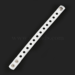 Unisex Silicone Cord Bracelets, with Platinum Plated Iron Findings, White, 8-3/8 inch(21.3cm)(BJEW-M204-01K)
