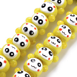 Handmade Bumpy Lampwork Beads Strands, Moppet, Yellow, 12~13x17~19x14~15mm, Hole: 2mm, about 40pcs/strand, 18.11 inch(46cm)(LAMP-S194-021D)