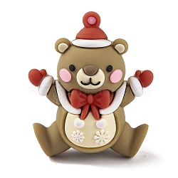 PVC Plastic Pendants, Christmas Theme, Bear, 52.5x42x23mm, Hole: 3.5mm(KY-S172-02F)