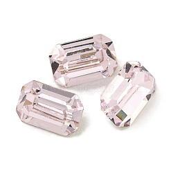 Glass Rhinestone Cabochons, Flat Back & Back Plated, Faceted, Recctangle, Light Rose, 6x4x3mm(RGLA-L029-18A-223)