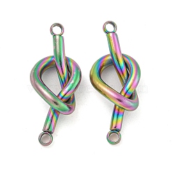 304 Stainless Steel Knot Links Connector Charms, Rainbow Color, 21.5x9x5mm, Hole: 1.4mm(STAS-K290-02MC)