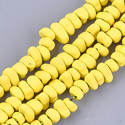 Spray Painted Non-magnetic Synthetic Hematite Beads Strands, Chips, Gold, 5~9x5~6x3~4mm, Hole: 0.8mm, about 106~112pcs/strand, 15.3 inch(G-T116-19-24)