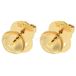 Rack Plating Brass Stud Earring Findings, Earring Settings for Half Drilled Beads, Long-Lasting Plated, Lead Free & Cadmium Free, Golden, 15x8mm, Pin: 13x0.8mm and 0.6mm(for Half Drilled Bead)(KK-M269-24G)