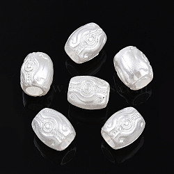Imitation Pearl Plastic Beads, Barrel, White, 10~10.3mm, Hole: 4~4.3mm(KY-ZX006-12)