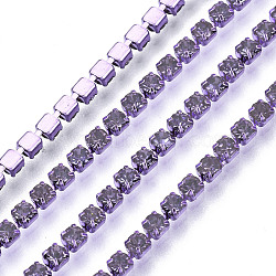 Electrophoresis Iron Rhinestone Strass Chains, Rhinestone Cup Chains, with Spool, Tanzanite, SS6.5, 2~2.1mm, about 10yards/roll(CHC-Q009-SS6.5-B13)
