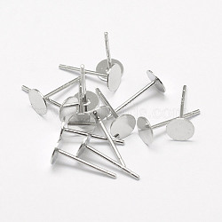 Anti-Tarnish Rhodium Plated 925 Sterling Silver Earrings Findings, Platinum, 11x5mm, pin: 0.6mm(STER-P032-15-5mm)