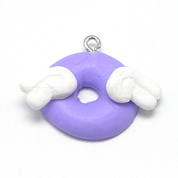 Handmade Polymer Clay Pendants, Donut, Medium Purple, 22~25x23~30x6~7mm, Hole: 2mm(X-CLAY-Q240-021D)
