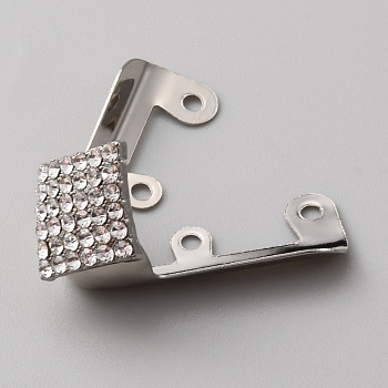 Iron Rhinestone Toe Cap Covers, Toe Protectors, for Pointed Toe High-Heeled Shoes, Rhombus, Platinum, 34.5x37.5x20mm, Hole: 2mm