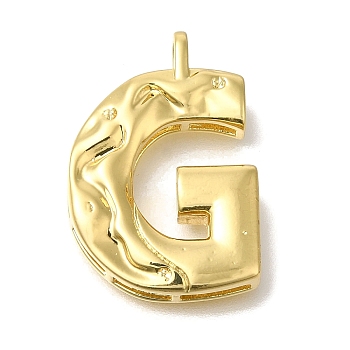 Rack Plating Brass Pendants, Long-Lasting Plated, Cadmium Free & Lead Free, Real 18K Gold Plated, Letter G, 26x18x4.8mm, Hole: 2.5x2.8mm