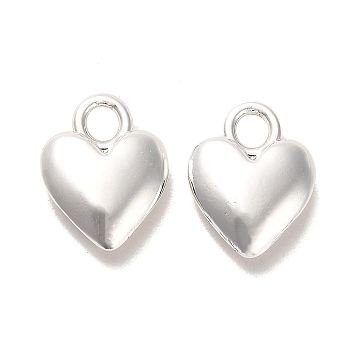 Long-Lasting Plated Alloy Charms, Heart, Silver, 14.5x11x3.5mm, Hole: 2.7mm
