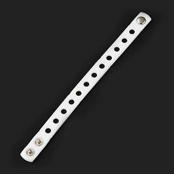 Unisex Silicone Cord Bracelets, with Platinum Plated Iron Findings, White, 8-3/8 inch(21.3cm)