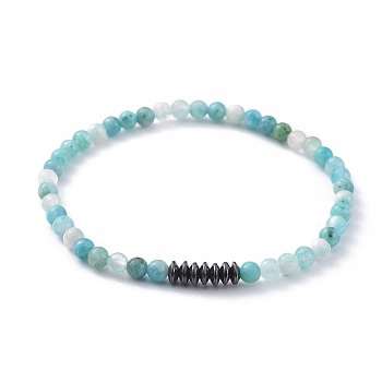 Natural Hemimorphite Stretch Bracelets, with Non-Magnetic Synthetic Hematite Beads, 2-1/8 inch(5.5cm)