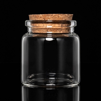Glass Jar Glass Bottle for Bead Containers, with Cork Stopper, Wishing Bottle, Clear, 58x47mm, Bottleneck: 36mm in diameter, Capacity: 23ml(0.77 fl. oz)