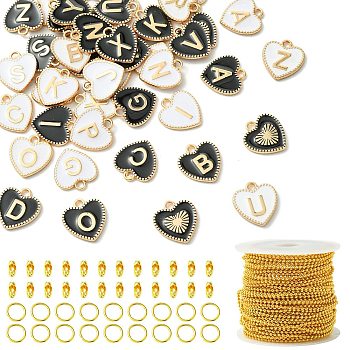 DIY Jewelry Making Kits, including Alloy Enamel Pendants & Jump Rings, Brass Ball Chain & Connector, Golden, 1.5mm