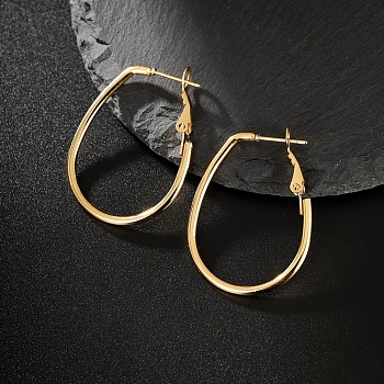 Elegant Geometric Hoop Earrings for Women, Casual and Versatile, Real 18K Gold Plated, 35x25mm