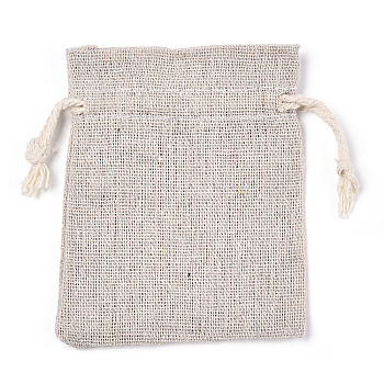 Cotton Cloth Packing Pouches Drawstring Bags, Gift Sachet Bags, Muslin Bag Reusable Tea Bag, Rectangle, Old Lace, 10x8cm
