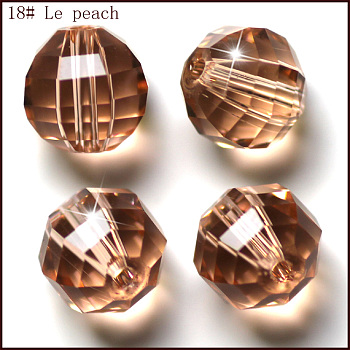 Imitation Austrian Crystal Beads, Grade AAA, Faceted, Round, PeachPuff, 10mm, Hole: 0.9~1mm