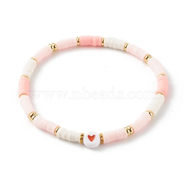 Polymer Clay Heishi Beads Stretch Bracelets Sets for Valentine's Day(BJEW-JB06298-03)-8