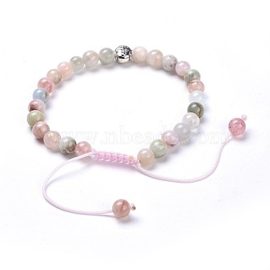 Natural Morganite Braided Bead Bracelets(BJEW-JB04243-03)-3