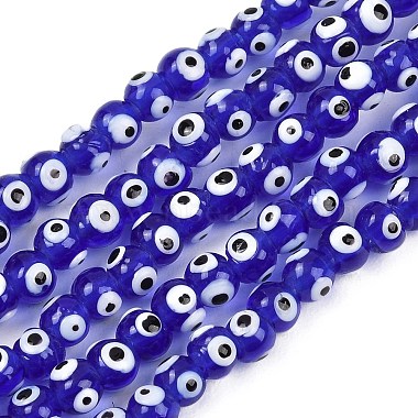 Handmade Evil Eye Lampwork Beads Strands(LAMP-Z021-01B)-1