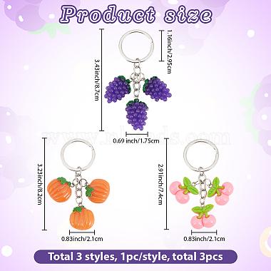 3Pcs 3 Styles Plastic Keychains(KEYC-GF0001-25)-2