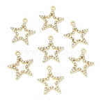 20Pcs Alloy Rhinestone Pendants, Hollow Out Star Charms, Golden, 23x21x2mm, Hole: 1.5mm(ALRI-YW0001-26G)