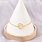Brass Heart Link Bracelets for Women, Rack Plating, Long-Lasting Plated, Cadmium Free & Lead Free, Real 18K Gold Plated, 7.56 inch(19.2cm)(KK-CBA68DA-02)