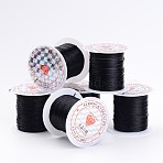 Flat Elastic Crystal String, Elastic Beading Thread, for Stretch Bracelet Making, Black, 0.8mm, about 10.93 yards(10m)/roll, 25rolls/bag(EW-S001-22)