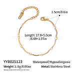 Minimalist 304 Stainless Steel Twisted Bar Link Chain Bracelets for Women, Real 18K Gold Plated, 6-3/4 inch(17cm)(GJ5379-2)