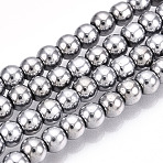Electroplate Glass Beads Strands, Pearl Luster Plated, Faceted, Round, Silver, 4.5x3.5~4mm, Hole: 0.7mm, about 200~204pcs/strand, 31.50~32.48''(80~81.2cm)(EGLA-T021-4mm-13B)