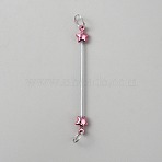Stainless Steel Beadable Keychain Bar for Jewelry Making DIY Crafts, Star, Platinum, Hot Pink, 90x10.5x7mm(AJEW-WH20070-129C-02)