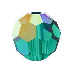 Preciosa&reg Crystal Beads, Czech Crystal, 451 19 602 Round, 50730 200 Emerald AB, 5mm, Hole: 1mm(Y-PRC-BB5-50730-200)