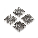 Tibetan Style Alloy Filigree Joiners, Lead Free, Rhombus, Antique Silver, 36x36x1mm, Hole: 1mm(X-TIBEP-A2690-AS-LF)