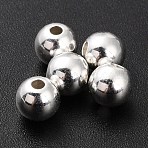 Brass Beads, Cadmium Free & Lead Free, Long-Lasting Plated, Round, 925 Sterling Silver Plated, 6mm, Hole: 1.5mm(KK-H759-24A-S)