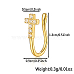 925 Sterling Silver Pave Clear Cubic Zirconia Cross Nose Rings, Halloween Nose Cuffs, Fashion Jewelry, Golden, 13x9mm(MA2524-5)