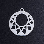 Tarnish Resistant 201 Stainless Steel Pendants, Flat Round, Stainless Steel Color, 22.5x20x1mm, Hole: 1.5mm(STAS-S105-JN387-1)
