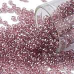 TOHO 8/0 Round Beads, Japanese Seed Beads, (110) Transparent Luster Light Amethyst, 3mm, Hole: 1mm, about 222pcs/bottle, 10g/bottle(SEED-JPTR08-0110)