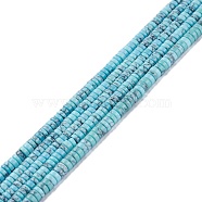 Synthetic Turquoise Beads Strands, Dyed, Heishi Beads, Flat Round/Disc, Sky Blue, 4x1mm, Hole: 1mm, 15.24~16.06 inch(38.7~40.8cm)(TURQ-Z002-01D)