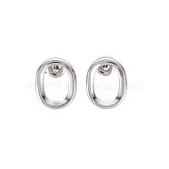 304 Stainless Steel Hollow Oval Stud Earrings for Woman, Stainless Steel Color, 15x12mm, Pin: 0.7mm(EJEW-N097-004P)