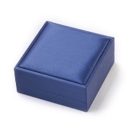 Imitation Silk Covered Wooden Jewelry Bangle Boxes, Square, Dark Blue, 9x9x4.2cm(OBOX-F004-08)