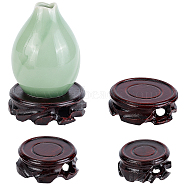 AHADEMAKER 4Pcs 4 Style Vintage Wood Display Base Decoration, for Flat Bottom Stuff, Flat Round, Coconut Brown, 50~84x21.5~25.5mm, 1pc/style(AJEW-GA0004-32)