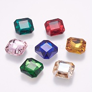Pointed Back Glass Rhinestone Cabochons, Faceted, Back Plated, Square, Mixed Color, 18x18x6mm(RGLA-F048-M)