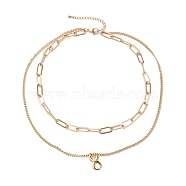 Vacuum Plating 304 Stainless Steel Double Chains Multi Layered Necklace with Infinity Charm for Women, Golden, 16.34 inch(41.5cm)(STAS-E155-19G)
