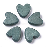 Painted Natural Wood Beads, Heart, Cadet Blue, 15.5x15.5x6mm, Hole: 1.5mm(WOOD-R265-08B)