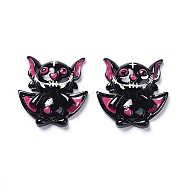 Halloween Theme Opaque Resin Cabochons, for Jewelry Making, Cute Bat Devil, Flat Back, Black, 27x26.5x8.5mm(X-RESI-D0003-13)